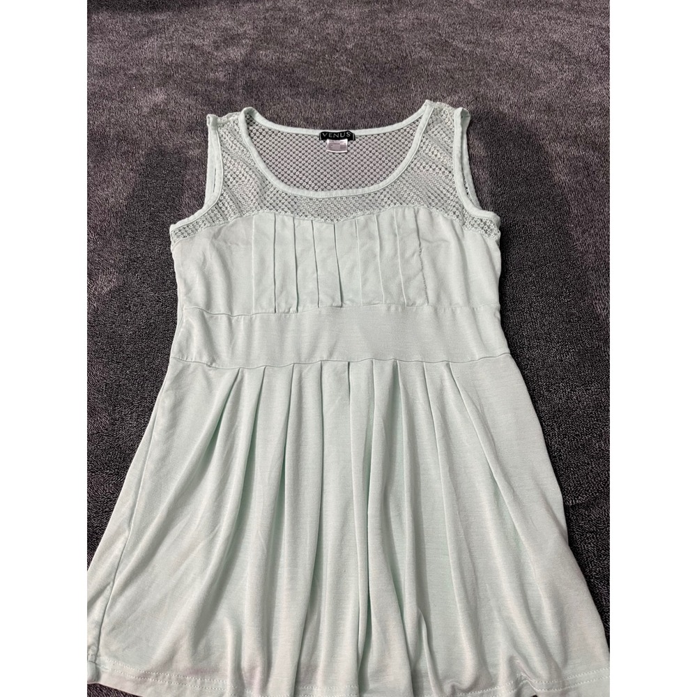 Venus Womens Mint Green Sleeveless Empire Waist Pleated Tunic Top Size M